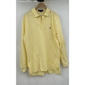 Ralph Lauren Polo Golf Long Sleeve Polo Shirt Men's Medium Yellow Logo‎ Preppy